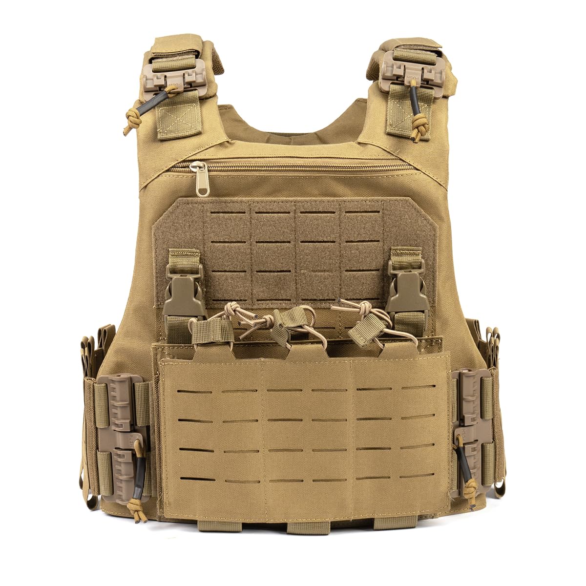 Chaleco tactico militar ajustable SIXMM CUV VEST ligero color tan porta placas modular airsoft 4