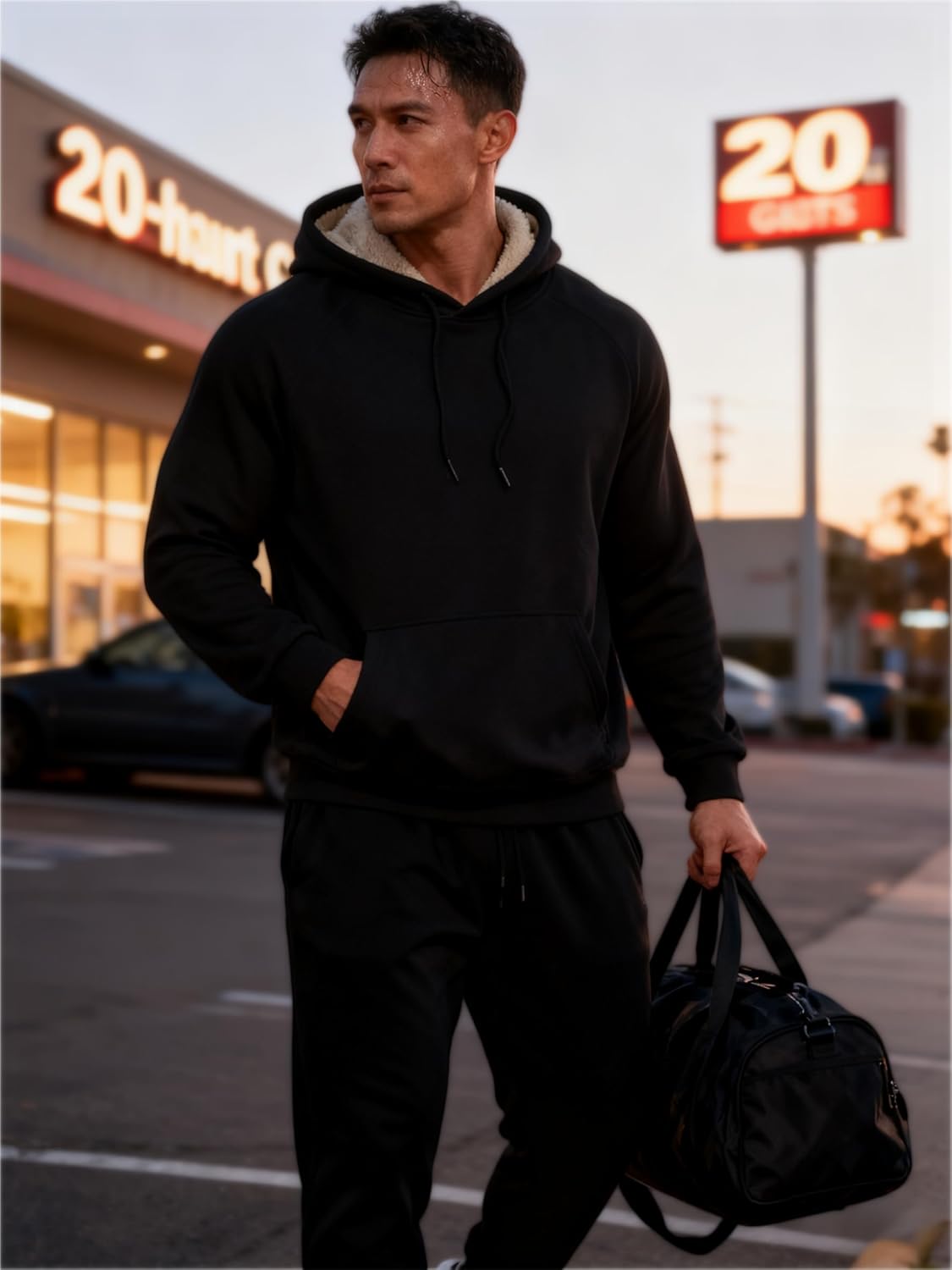 Cavva Men's Sherpa Hoodie Heavyweight Fleece Lined Thick Winter Thermal Athletic Sweatshirt with Kangaroo Pocket - Image 3