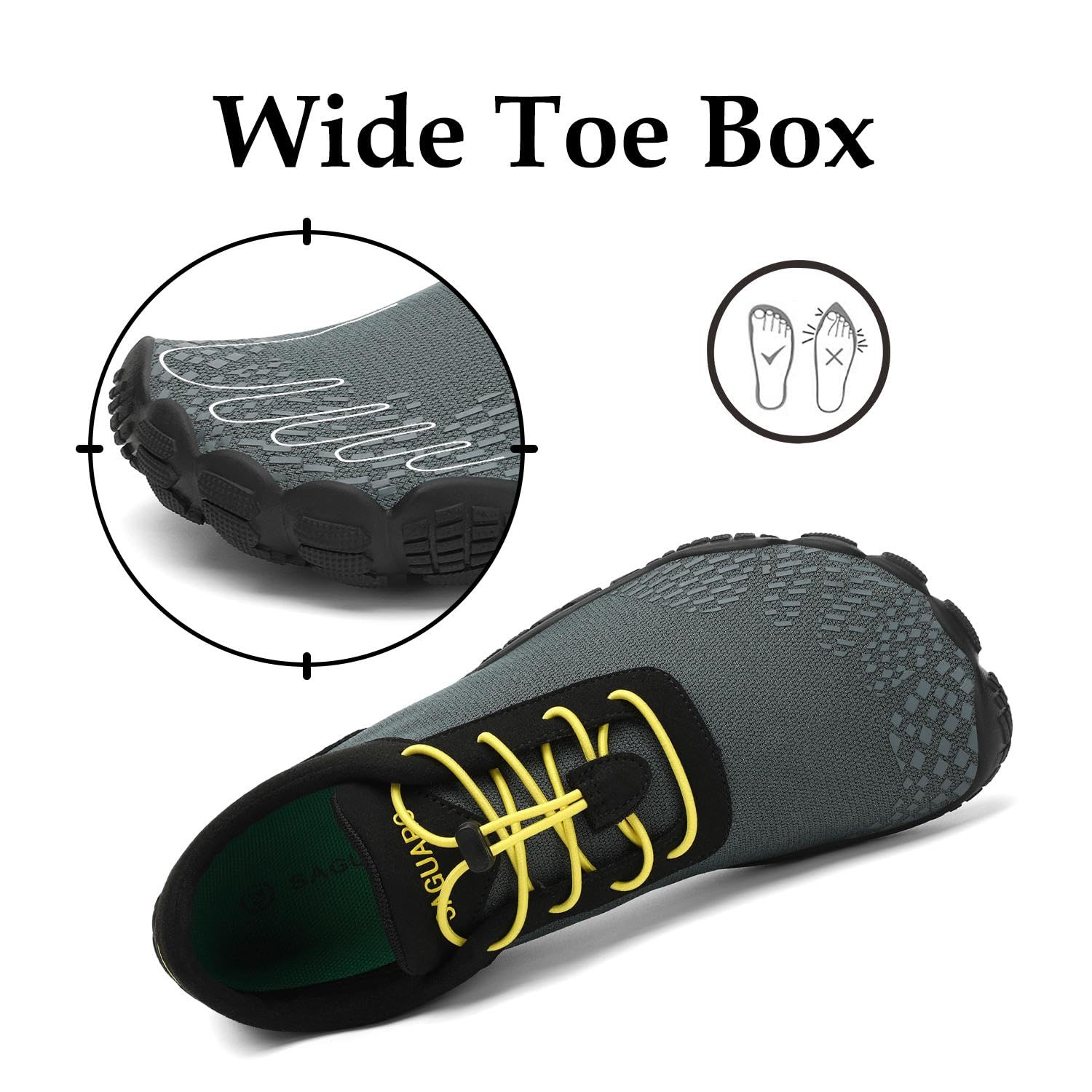 SAGUARO Scarpe Barefoot Minimaliste Uomo Donna - Scarpe Scogli Leggere Traspiranti Antiscivolo - con Padelle Larghe e Zero Gocce