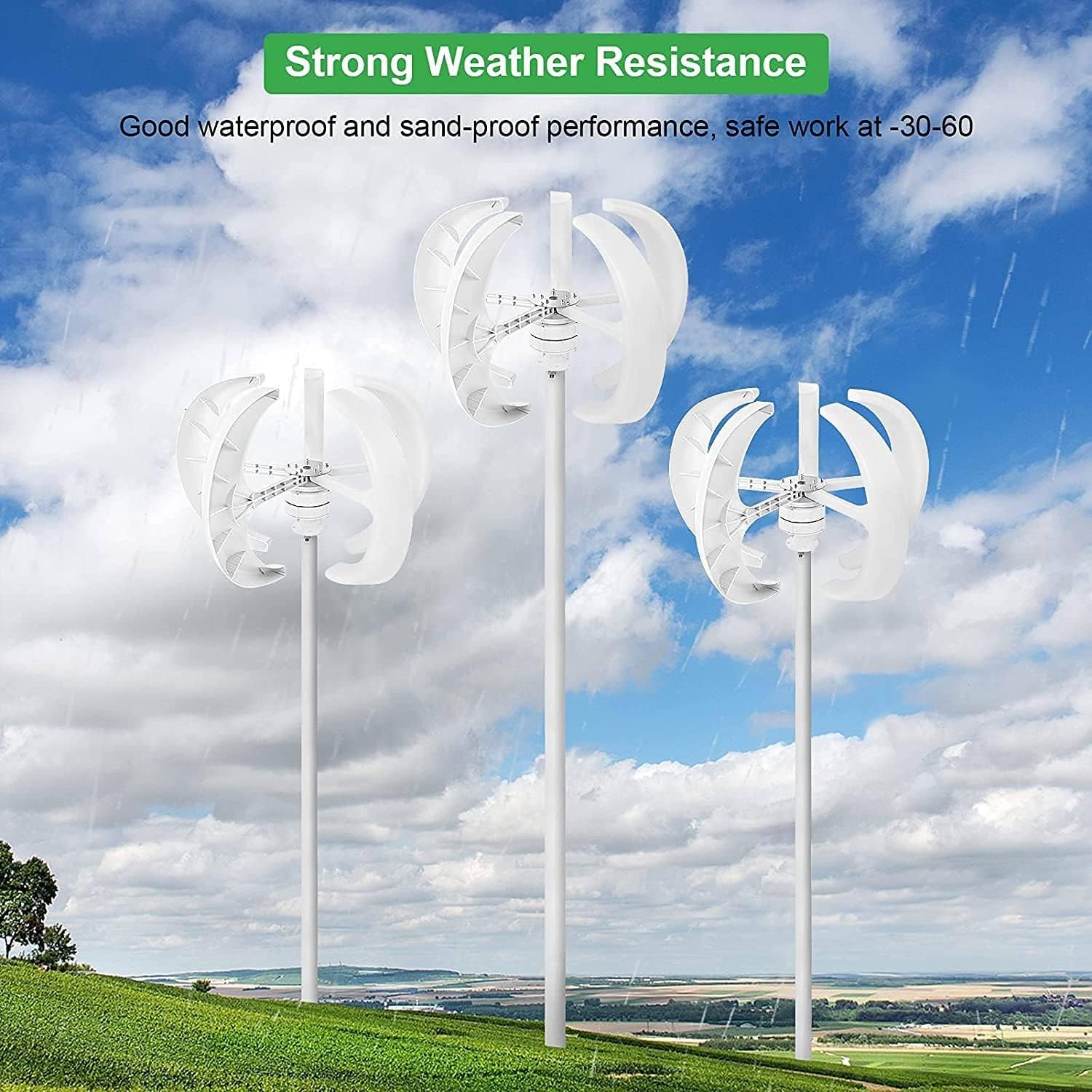 Generatore eolico 400W 600W 800W 1000W 1200W DC 12V 24V 5 pale Kit Turbina Verticale per Energia Rinnovabile e Produzione Elettrica