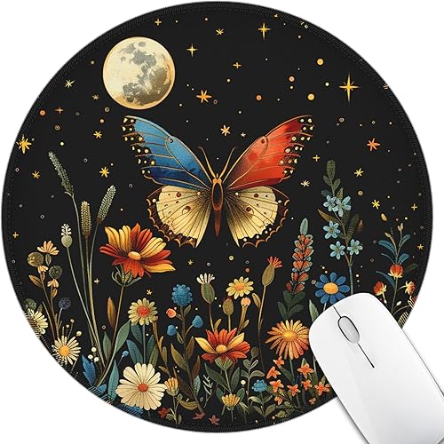 Miniatura 36 de Alfombrilla de ratón negra con gato para escritorio, alfombrilla pequeña y linda con noche estrellada, base de goma antideslizante, alfombrillas