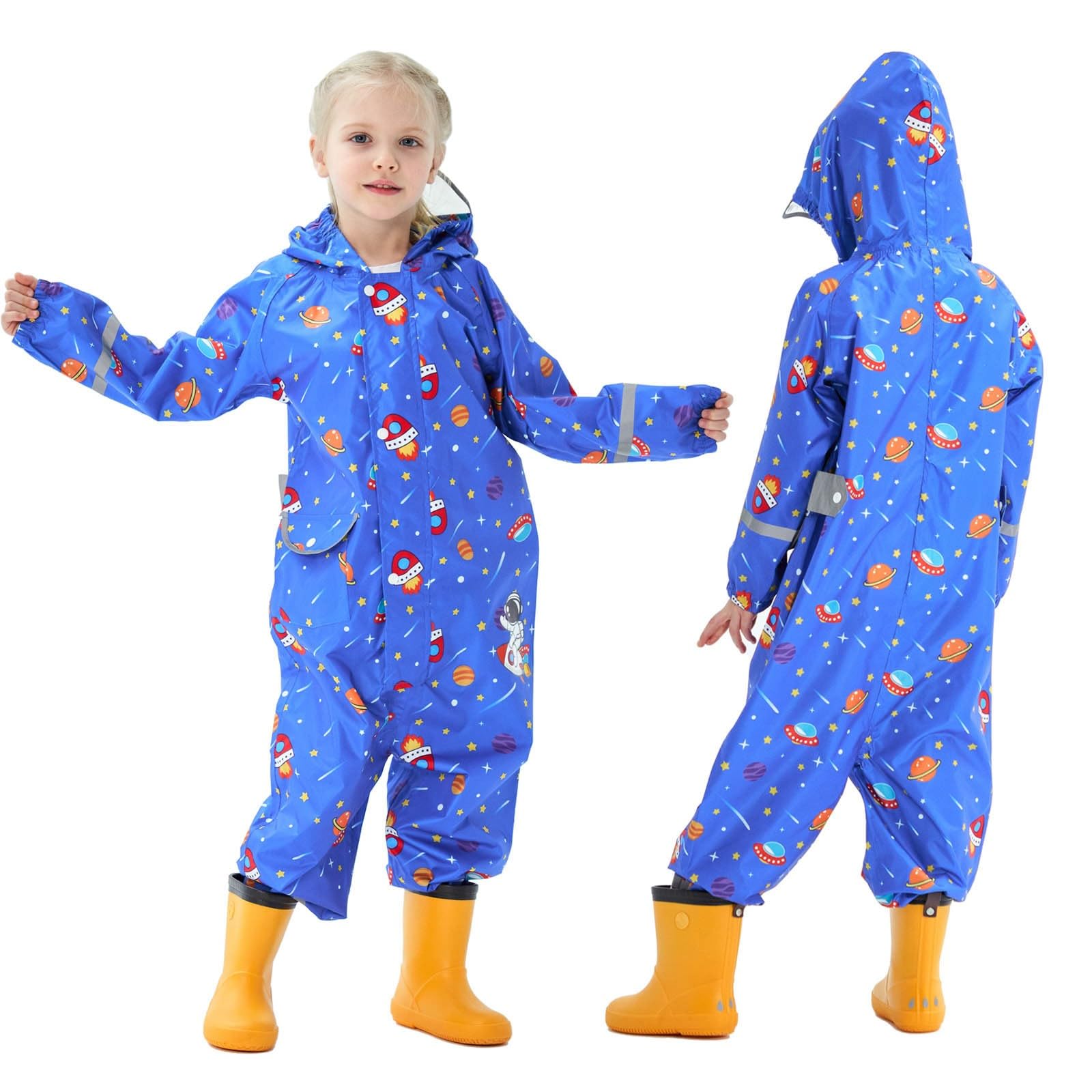 Generico Giacca Da Pioggia Bambino,Poncho Antipioggia Per Bambini Con Inserti Riflettenti Ideale Per Il Gioco All'Aperto Di Bambini E Bambine