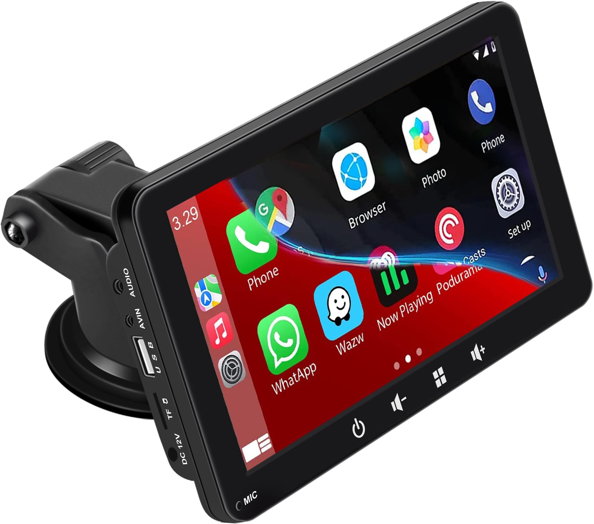 Portable Car Stereo,for Wireless Apple Carplay & Android Auto,7 Inch 1080P HD Touch Screen Radio with BT 5.0, Mirror Link Support Truck RV Dash Mount (7 inch)