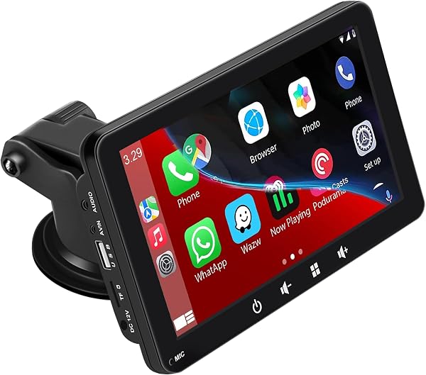 Portable Car Stereo,for Wireless Apple Carplay & Android Auto,7 Inch 1080P HD Touch Screen Radio with BT 5.0, Mirror Link Support Truck RV Dash Mount (7 inch) - 1