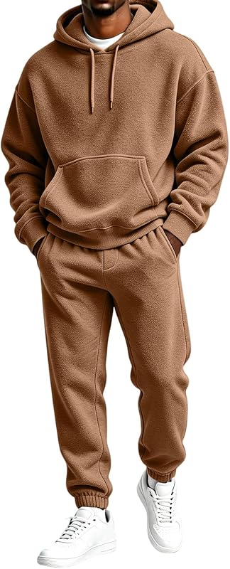 Mens Sweatsuits Sets Fleece Hoodies Baggy Sweatpants Jogger Sweatsuit | Quilted, Oversized Hoodies, Tapered Leg Elastic Waist Sweatpants, Jogger Active Sets, Jogger 2 Piece Set, Winter Fall Spring