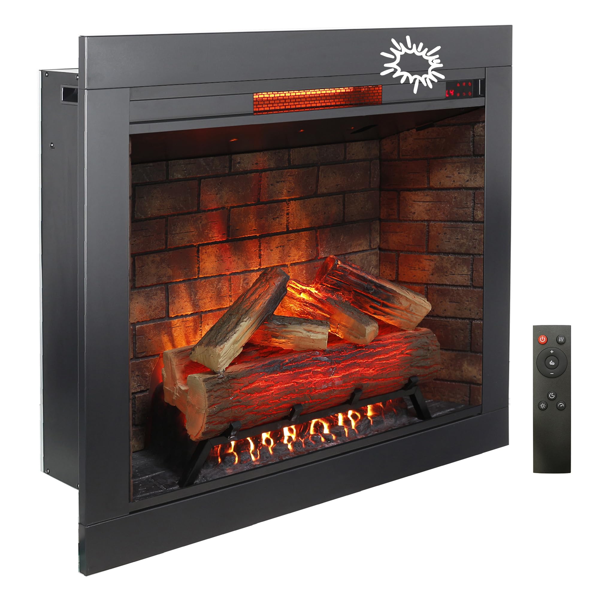 33 inch Infrared Electric Fireplace withTrim kit Insert, Touch Panel Home Decor Heater, Smokeless Firebox with Fire Cracking Sound