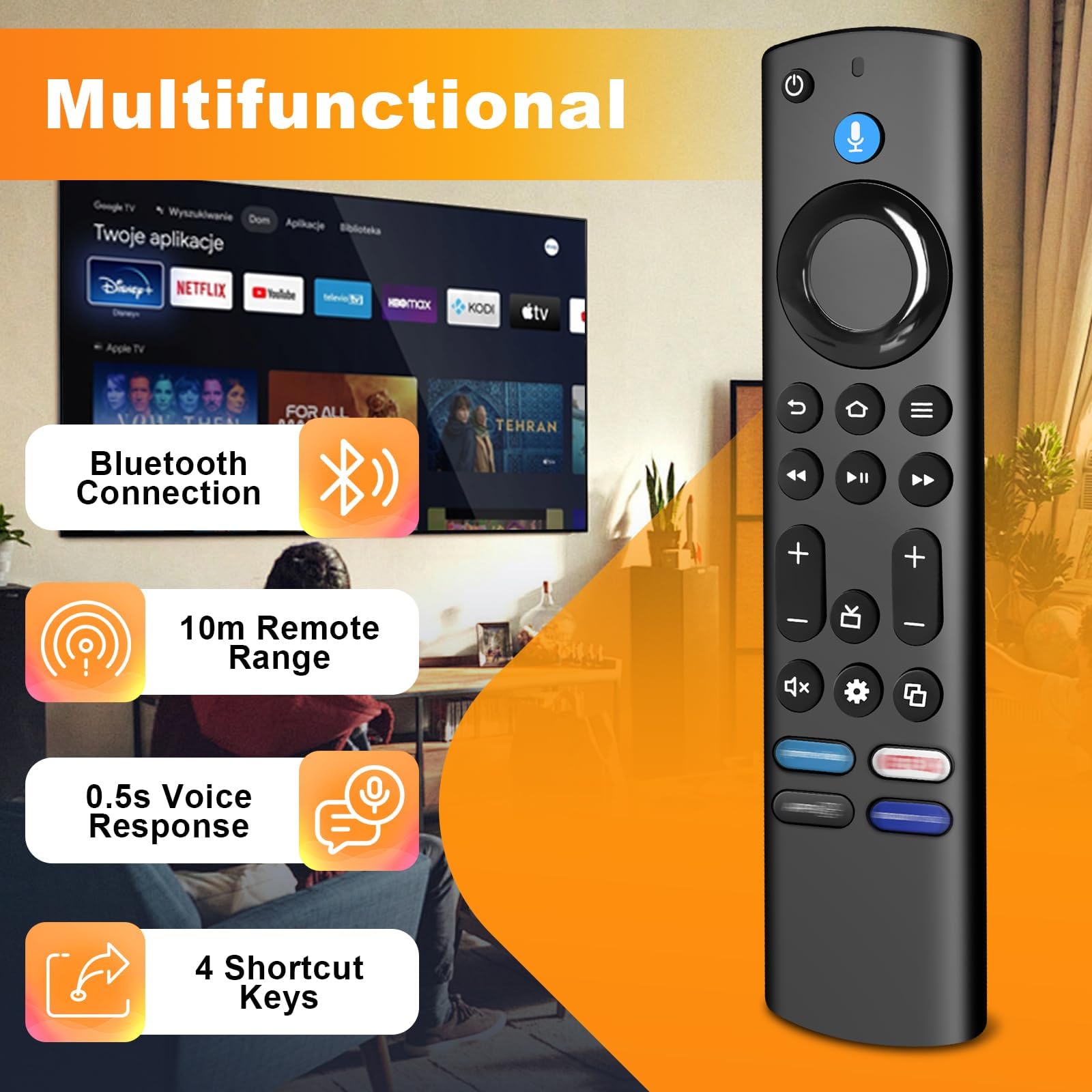 Télécommande Vocale de Remplacement(4th), Smart TV Télécommande de Remplacement avec Fonction Vocale, Convient au TV 2 Gen & 3 Gen, TV Cube 2 Gen & 3 Gen - 3