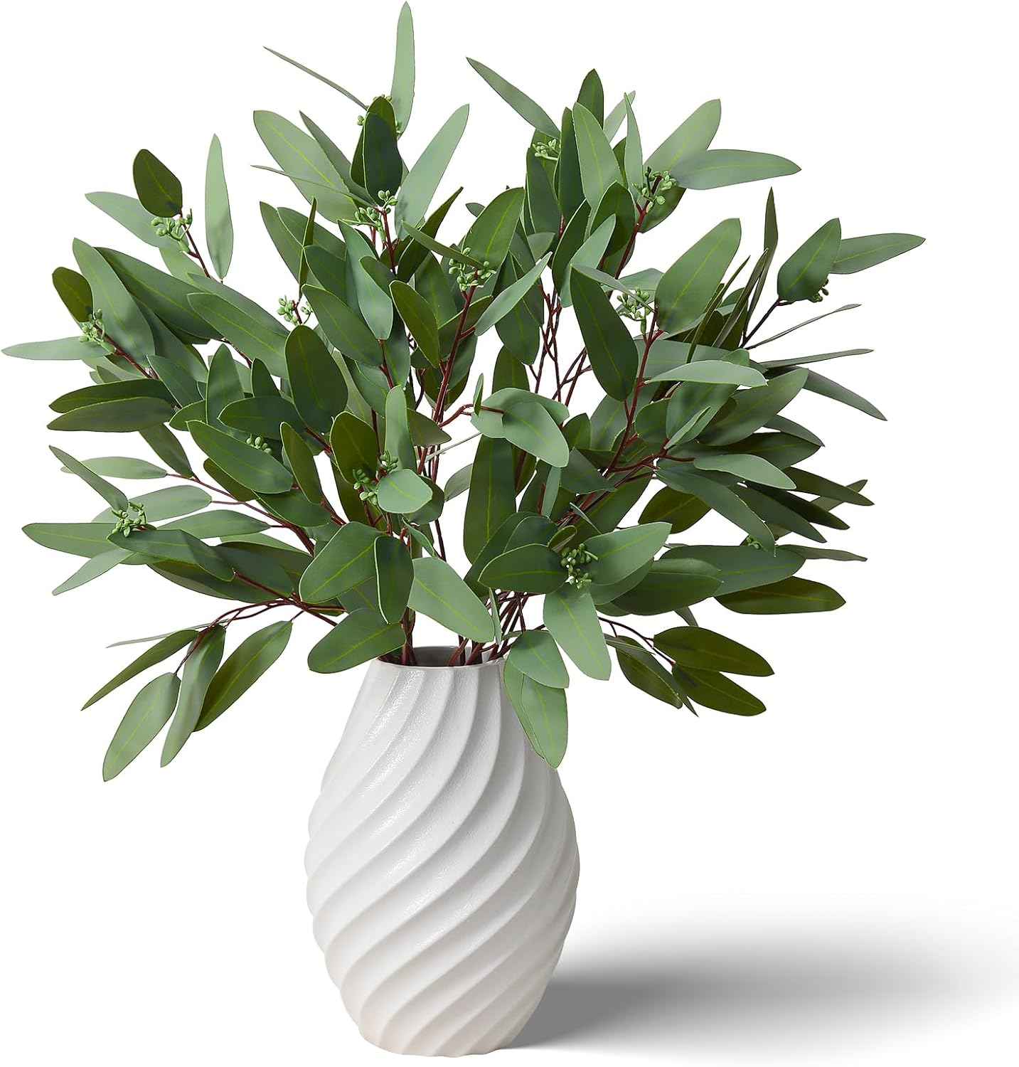 Ziwon Artificial Eucalyptus Stems, Real Touch Faux Greenery for Vase Decor, Realistic Fake Eucalyptus Branches，32 inches, 4 Packs