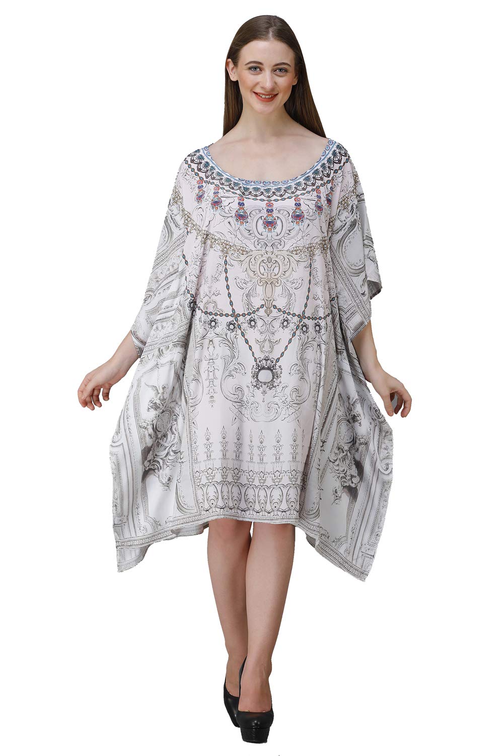 dressprinted Women’s Loose Fit Kaftan Dress – Round Crepe Digital Print – Free Size S–4XL – Lounge Dress Multicolour-picture-21