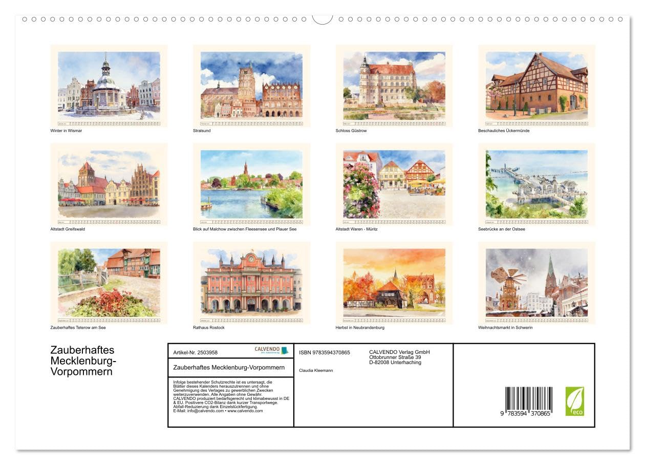 CALVENDO · Zauberhaftes Mecklenburg-Vorpommern (Kalender 2027) | DIN A2 Querformat · Premium-Wandkalender · zauberhafte Stadtkerne