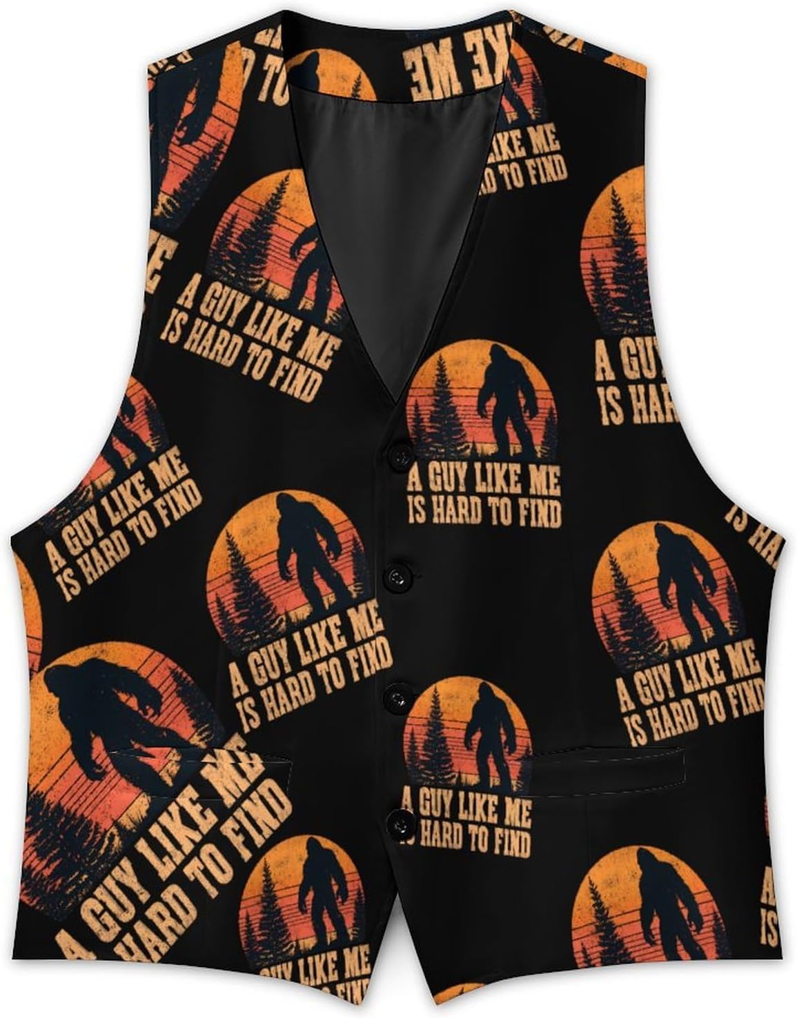 Funny Bigfoot Suit Vest for Men Slim Fit Business Dress Waistcoat for Suits Tuxedo