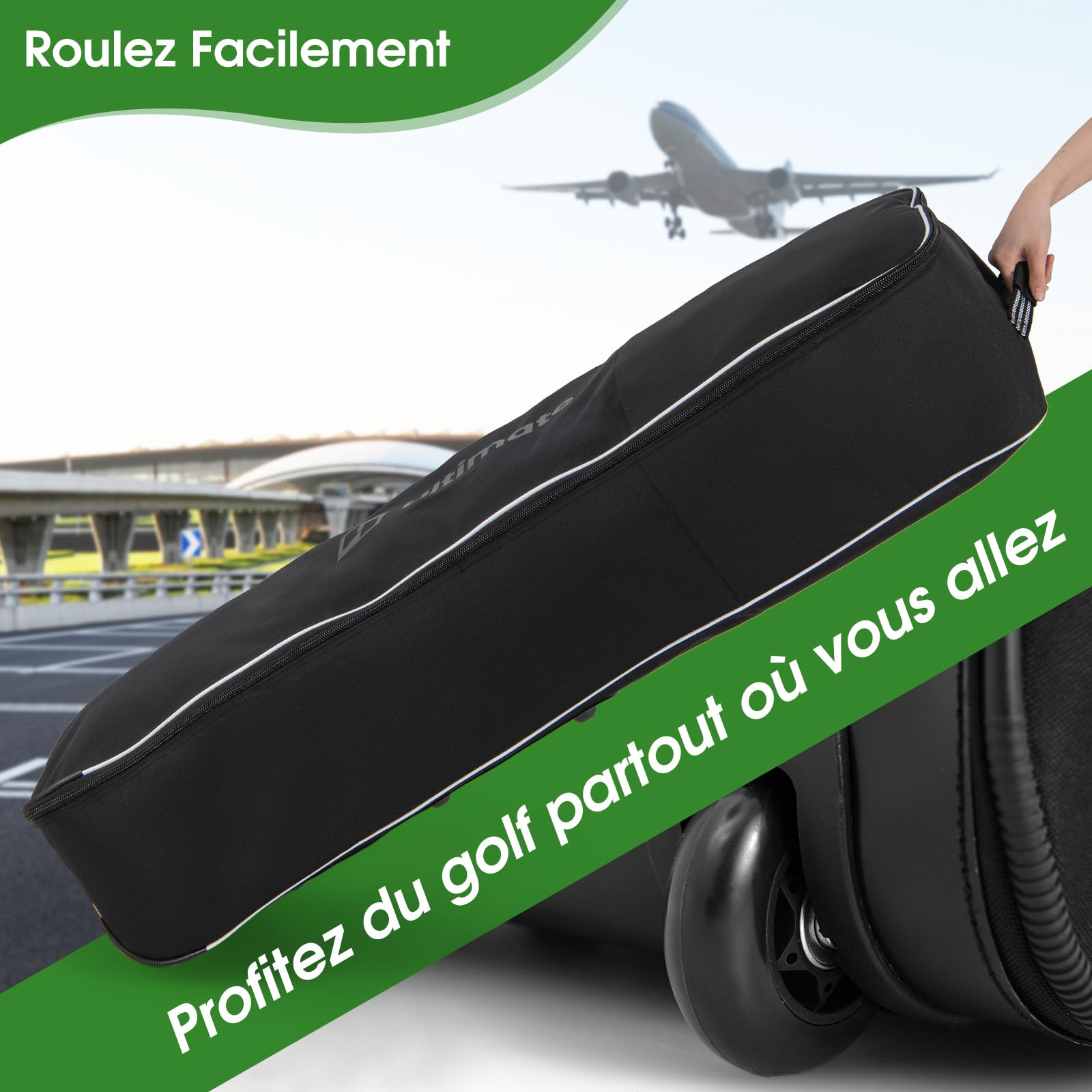 GOPLUS Sac de Voyage de Clubs de Golf avec Roulettes, Housse en Tissu Oxford Imperméable Pliable