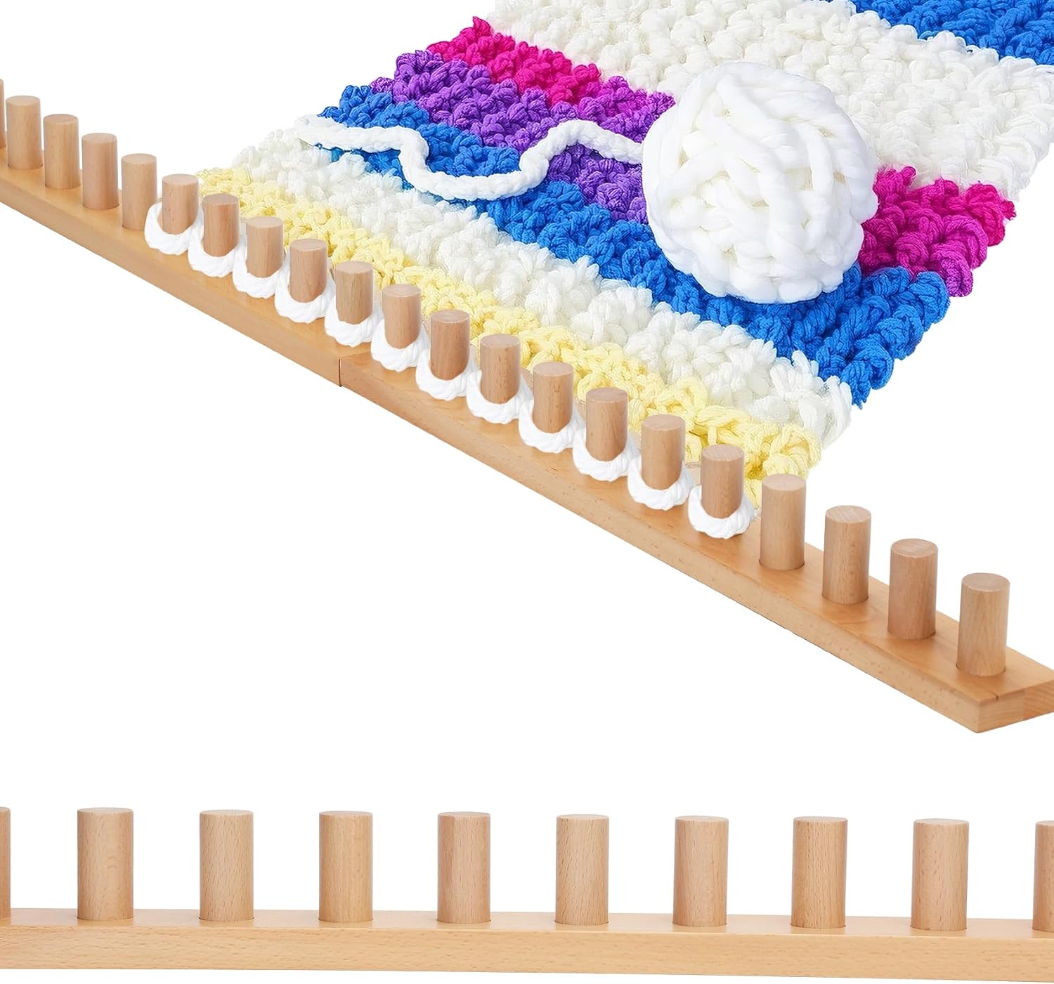 Sienson 48" Chunky Knitting Loom for Blanket Making – Foldable Wood Frame, Portable DIY Hand Knitting Kit for Beginners, Reusable Blanket Loom for Bulky Yarn Crafts & Gifts 48 IN