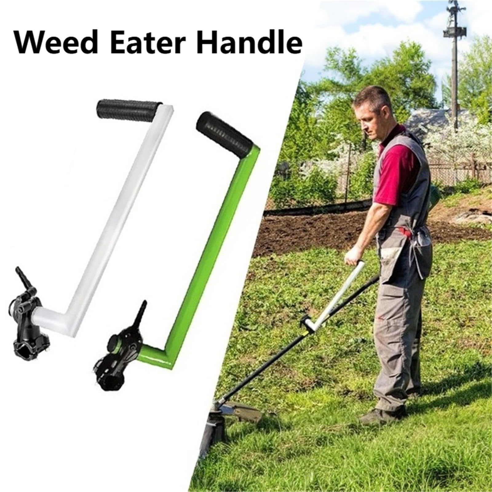 Mango Auxiliar Ergonómico for Desmalezar para desbrozadora | Agarre for cortacésped de jardinería(Green-1pcs)