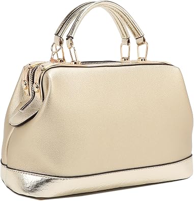 Nicole Lee Vegan Leather Handbag, Croc Accent, Dual Handles, Detachable Shoulder Strap