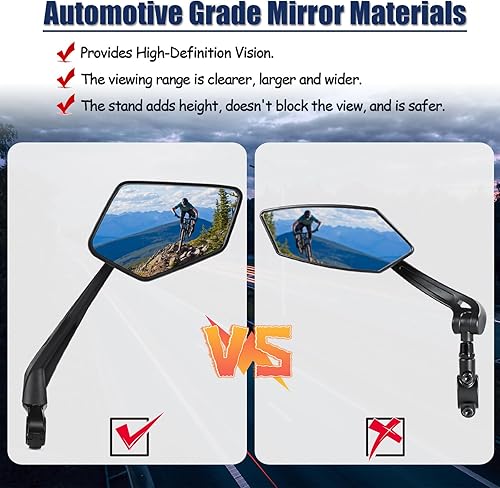 Miniatura 5 de Espejo de bicicleta, espejos retrovisores para manillar, espejos de bicicleta ajustables (izquierdo) para manillar, espejos laterales de bicicleta