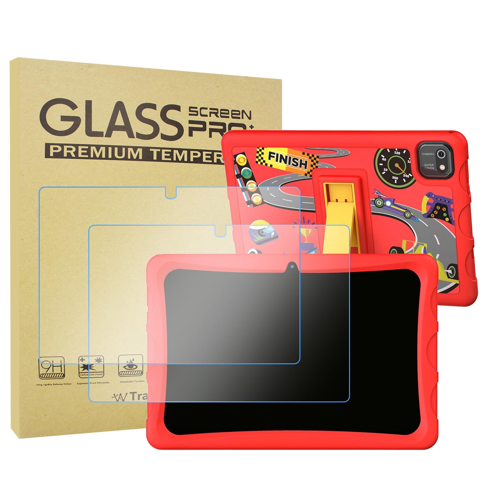 Trasnwon - 2 protectores de pantalla de vidrio templado para tableta Contixo K103 K103A K103B de 10 pulgadas para niños, CFVOCUY K103A 2025 para niños de 10.1 pulgadas
