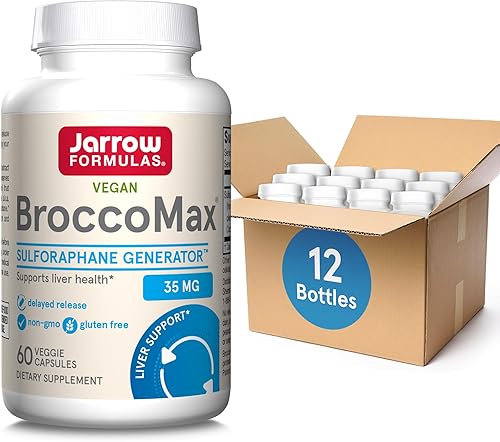 Jarrow Formulas BroccoMax - Generador de sulforafano de 35 mg con glucosinolato de sulforafano y mirosinasa, suplemento dietético para apoyo a la