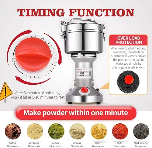 Miniatura 2 de LEJIEYIN Molinillo Eléctrico de Hierbas 550g De Alta Velocidad De Acero Inoxidable Molinillo De Especias Y Harina Molinillo De Polvo Para Alimentos