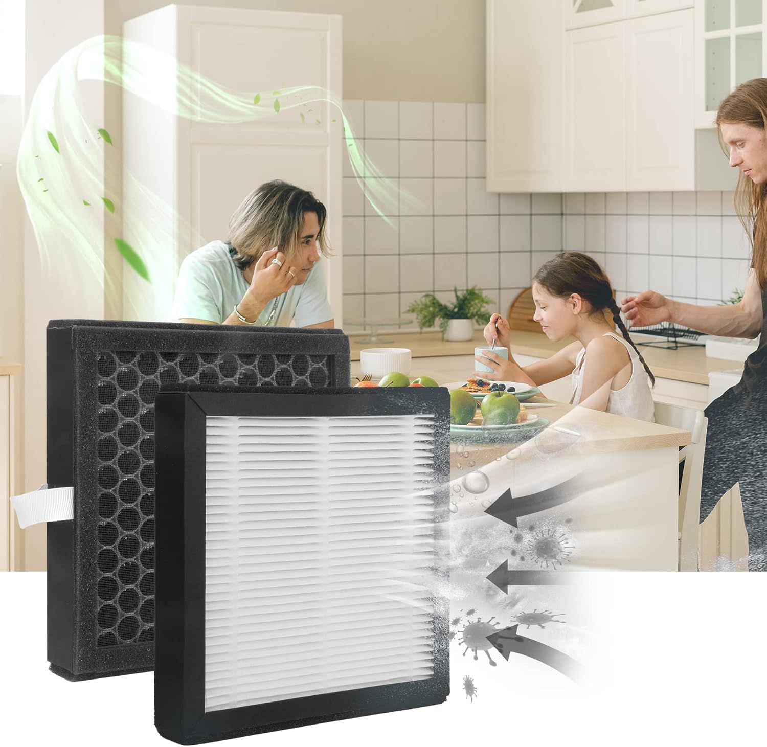 4 Packs DH02 H13 HEPA Replacement Filter Compatible with Tenergy Sorbi DH02 1000ml 2 in 1 Dehumidifier/Air Cleaner Purifier, Afloia AQ8 Q8, Honati, Hysure Q7 Purifier,2 Stages of Filtration