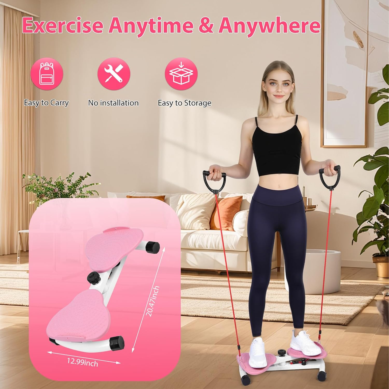waist twister?waist twisting machine twister board with 300 lbs weight capacity, noiseless fitness tool foot massage, core workout for belly fat loss anti-slip home gym equipment for women men grey pink-1