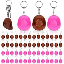 60 Pcs Mini Cowboy Hat Keychain Set, Plastic Cowboy Hat Key Chain in 2 Colors, Western Party Favors for Bachelorette Birthday Wedding Decor, Car Key Accessory Supplies
