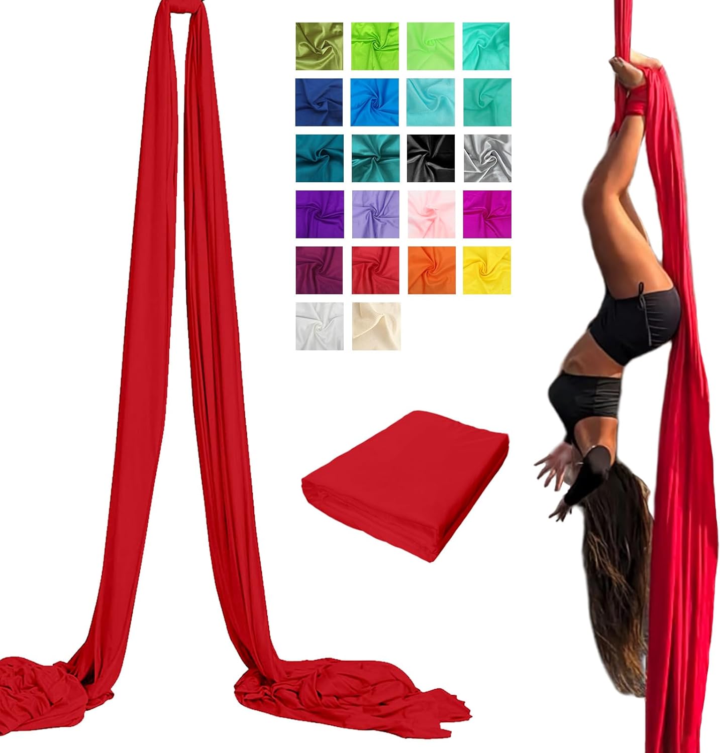 PRIOR FITNESS Aerial Silk Yoga Hammock Fabric Durable Silk Aerial Dance Flying Swing, Home Yoga Introduction