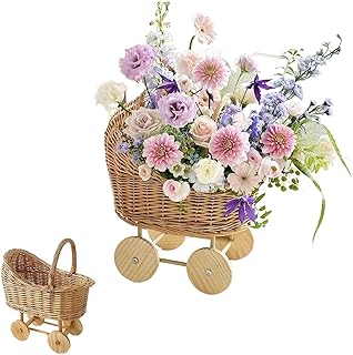 Woven Flower Basket Flower Girl Basket Wicker Basket Stroller Shaped Rat...