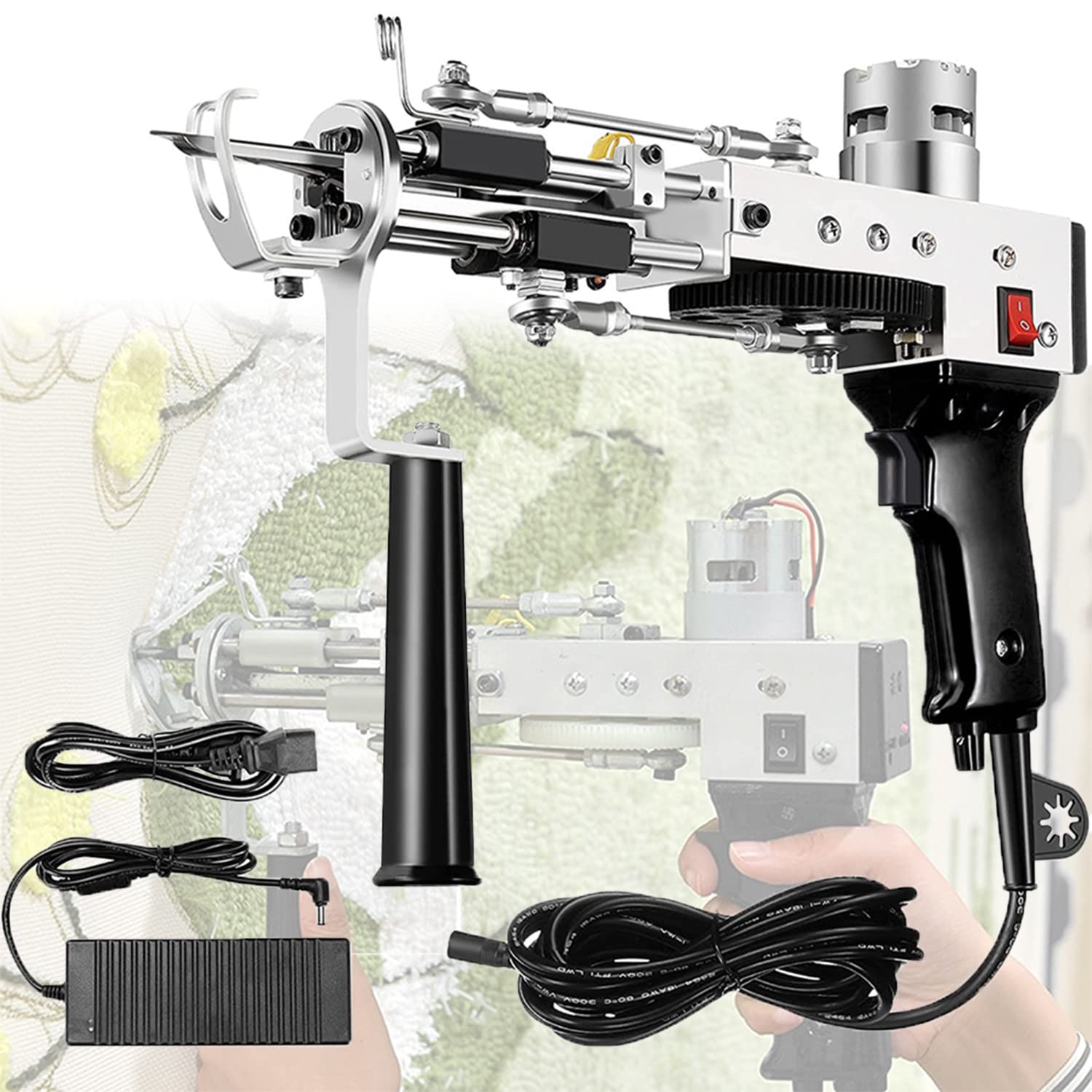 Pistolet de touffetage de tapis électrique pile coupée et boucle