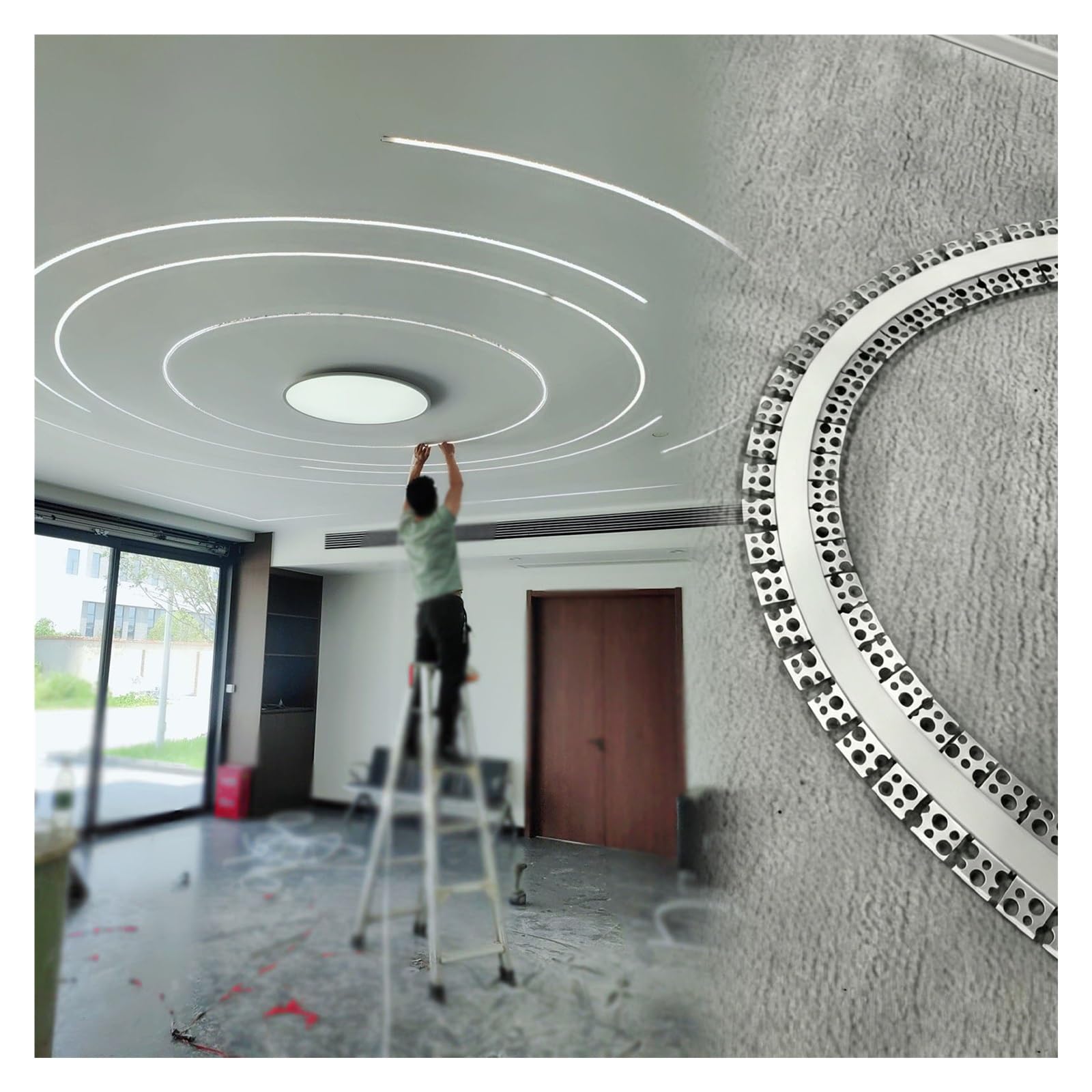 WWZHYX Drywall Led Channel 3 6 9 Pack 1/1.5m, Flexible Aluminum Track for Led Strip Lights Home Commercial, Channels Recessed Wider for Stucco(78mm(3")-9 pcs,1.5m/4.9ft)