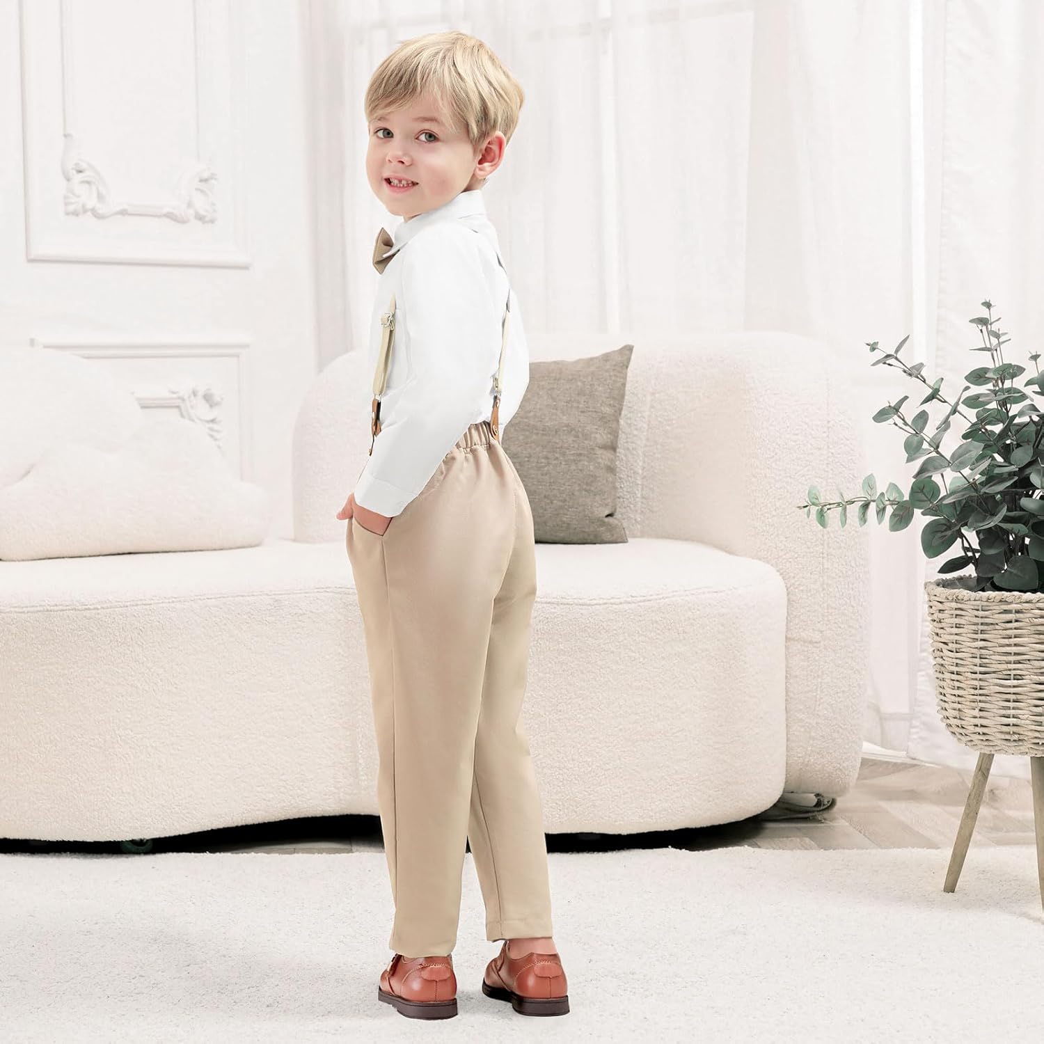 Toddler Boy Dress Clothes Outfit Button Down Shirt + Pants Set, 12 Months - 8 Years - Image 4