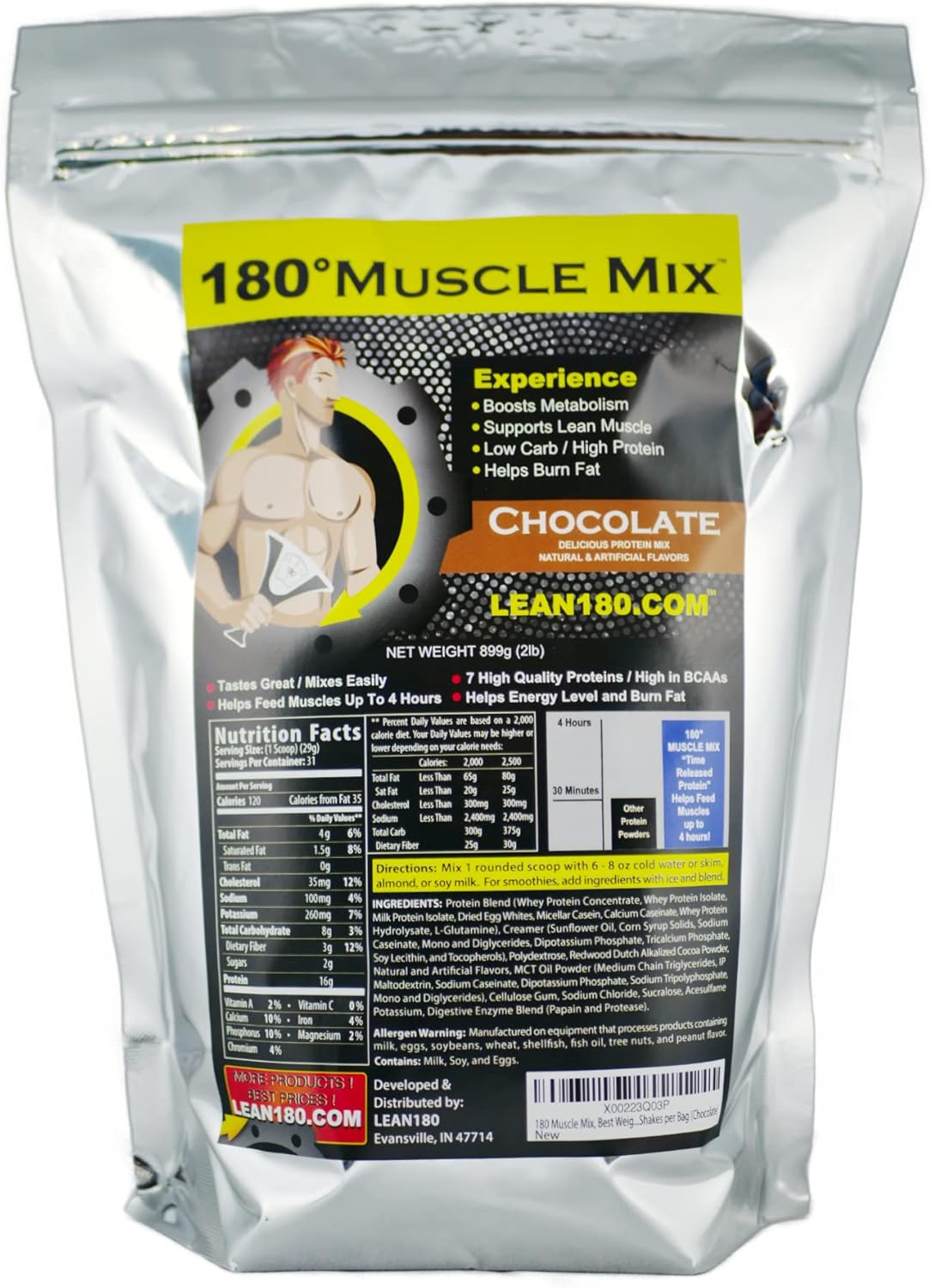 Lean 180 Muscle Mix - Best Tasting Whey Protein Shake Powder - Breakfast, Post Workout, Snack - Boost Lean Muscle and Energy - 31 Shakes - Rich Creamy Chocolate