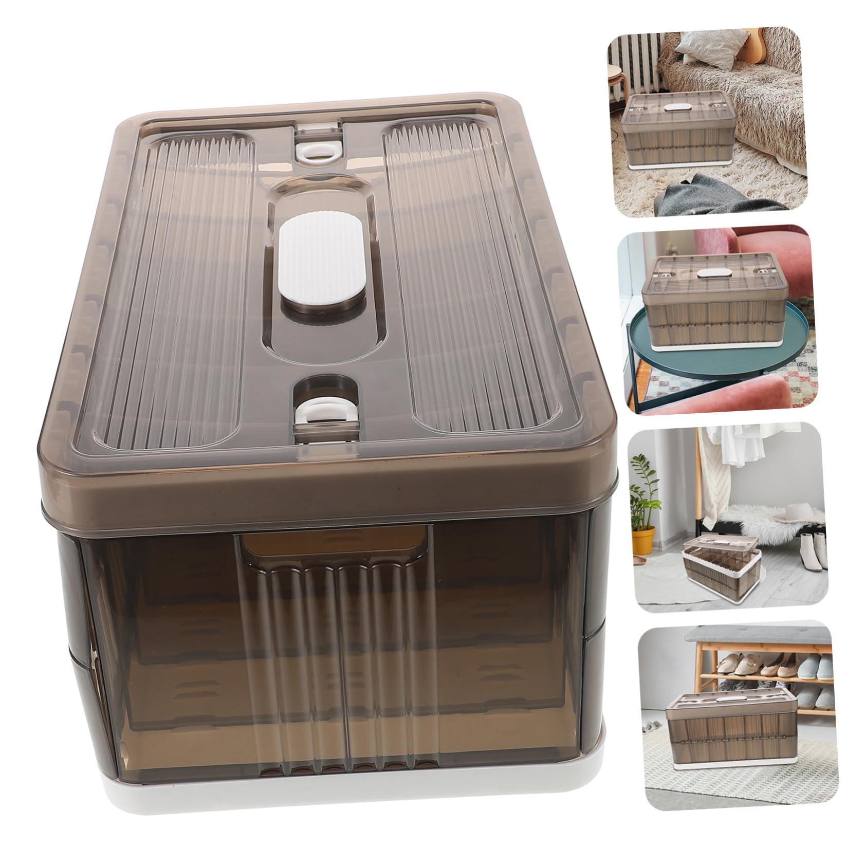 MAGICLULU Caja Organizadora de Ropa Plegable Plástico Tapa Transparente Gran Capacidad con 7 Compartimentos para Armario y Dormitorio
