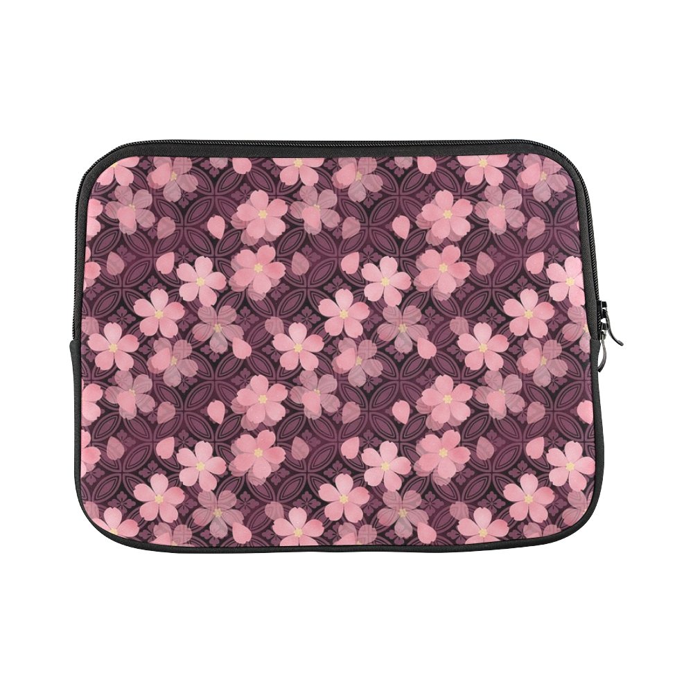 Design Custom Cherry Blossoms Japanese Style Pink Black Purple Sleeve Soft Laptop Case Bag Pouch Skin for MacBook Air 11"(2 Sides)
