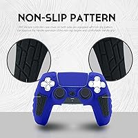 Vista 4 de ECHZOVE Funda de silicona para controlador PS5 (azul) – Cubierta de controlador de PS5 duradera y antideslizante con accesorios personalizables