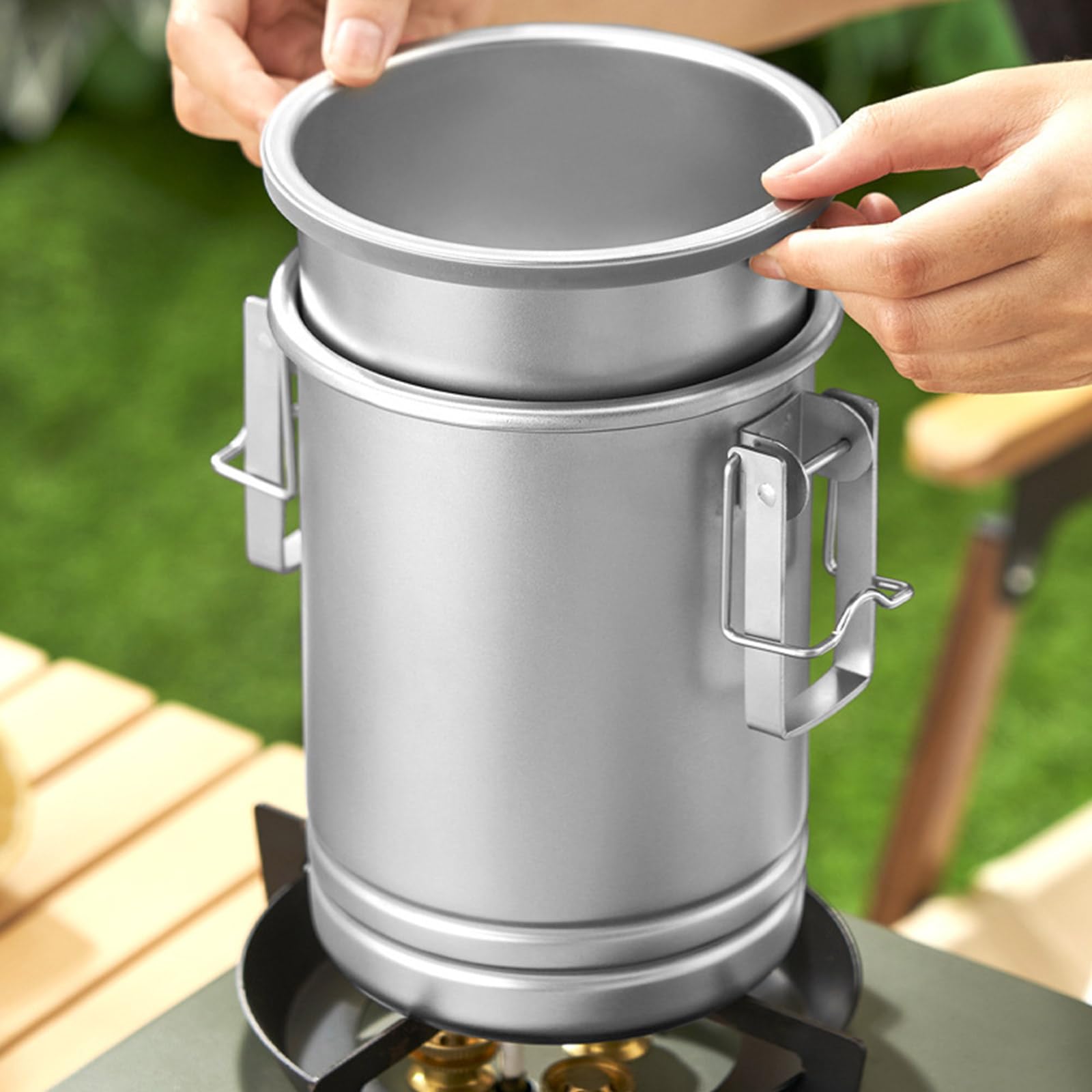 Cuiseur à riz portable en acier inoxydable pour camping, randonnée, pique-nique, extérieur, voyage, randonnée