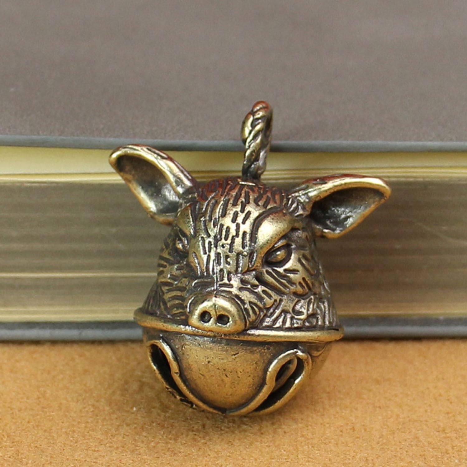 Generic 5pcs Brass Pig Head Bells Chinese Zodiac Keychain