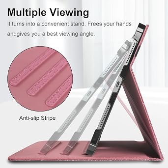 HGWALP Protective Case for iPad (A16) 11th Generation 11 Inch (2025) & iPad 10th Generation 10.9 Inch (2022), Multi-Angle Viewing Stand Cover with Pen Holder & Pocket,Glittering Pink