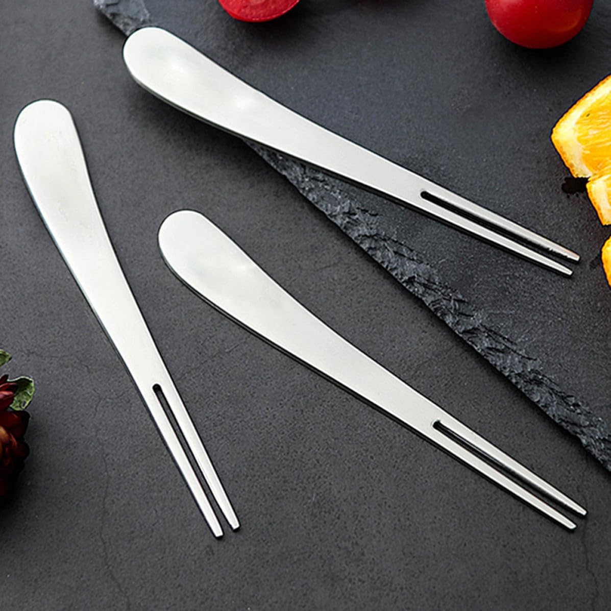 3pcs Stainless Steel Fruit Forks, Mini Dessert Tasting Set