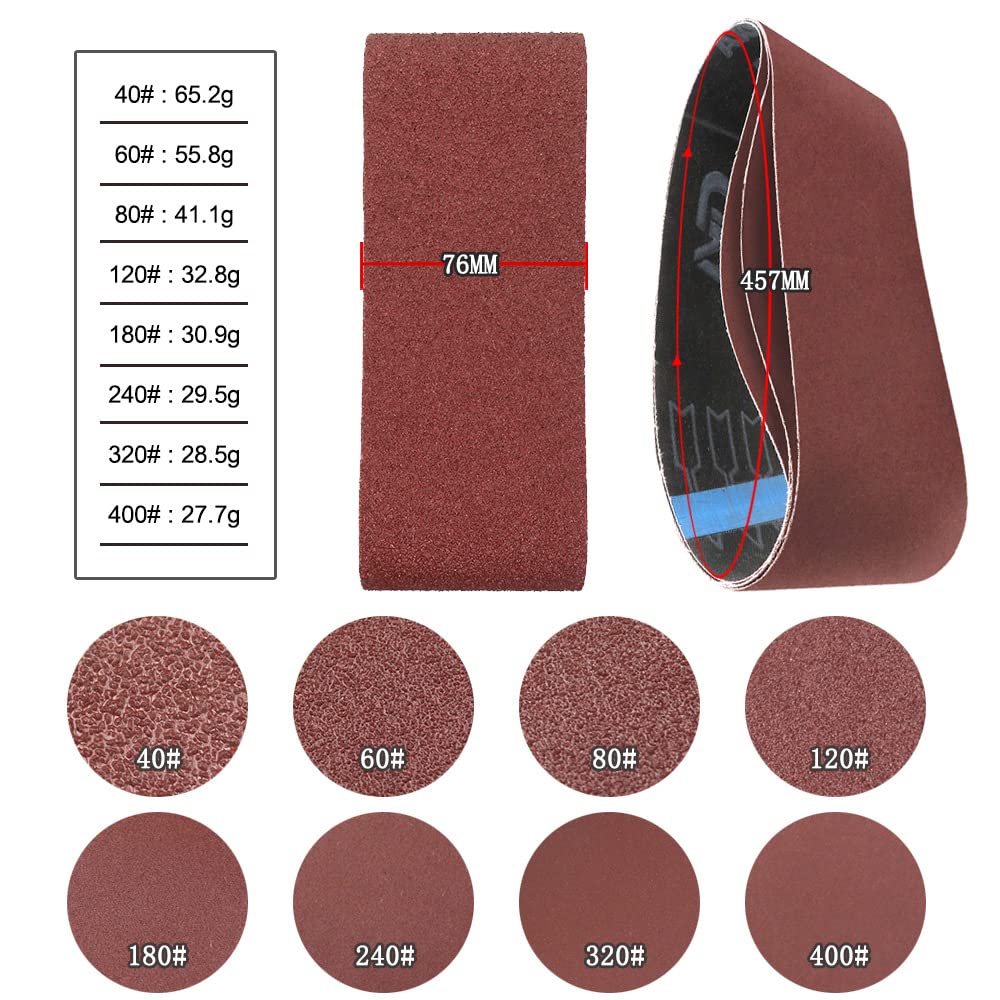 20 szt. 457x76mm Nylonowy pas ścierny do szlifowania drewna, metalu, polerowania(P120)