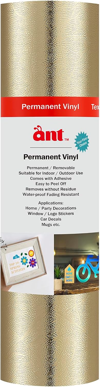 ANT 9.5 inch Width Textured Metallic Smart Matless Vinyl 9.5inch x 20ft, Chocolate Brown Compatible with Cricut Joy Xtra Create Decals Stickers & More All-Weather & Fade-Proof Ideal for Outdoor Use