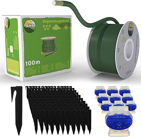 100m Begrenzungskabel + 300 Erdspieße + 10 Kabelverbinder für