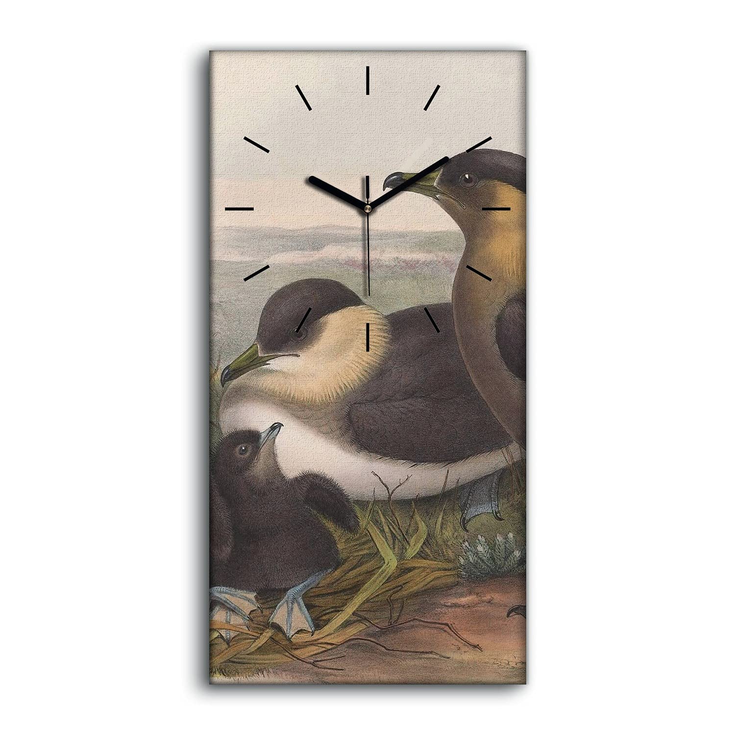 Horloge silencieuse salon Coloray 30x60cm grand tableau horloge murale moderne oiseaux sauvages