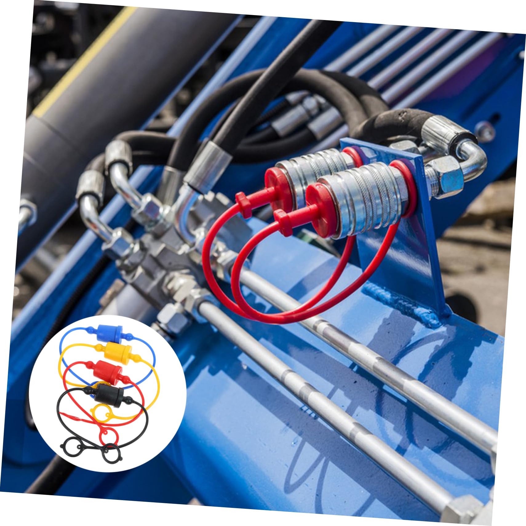 Mobestech 32 Sztuk Nasadka Złącza Hydraulicznego Hydrauliczne Szybkozłącze Obejmuje Łączniki Hydrauliczne Czapki Wąż Hydrauliczny Czapki Łączniki Obejmuje Sprzęgła/Zaślepki Przeciwpyłowe