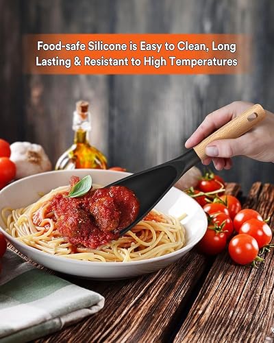 Miniatura 5 de Cuchara de cedro y ceniza, cuchara de cedro y ceniza, cuchara de cocina multifunción (2 negras)