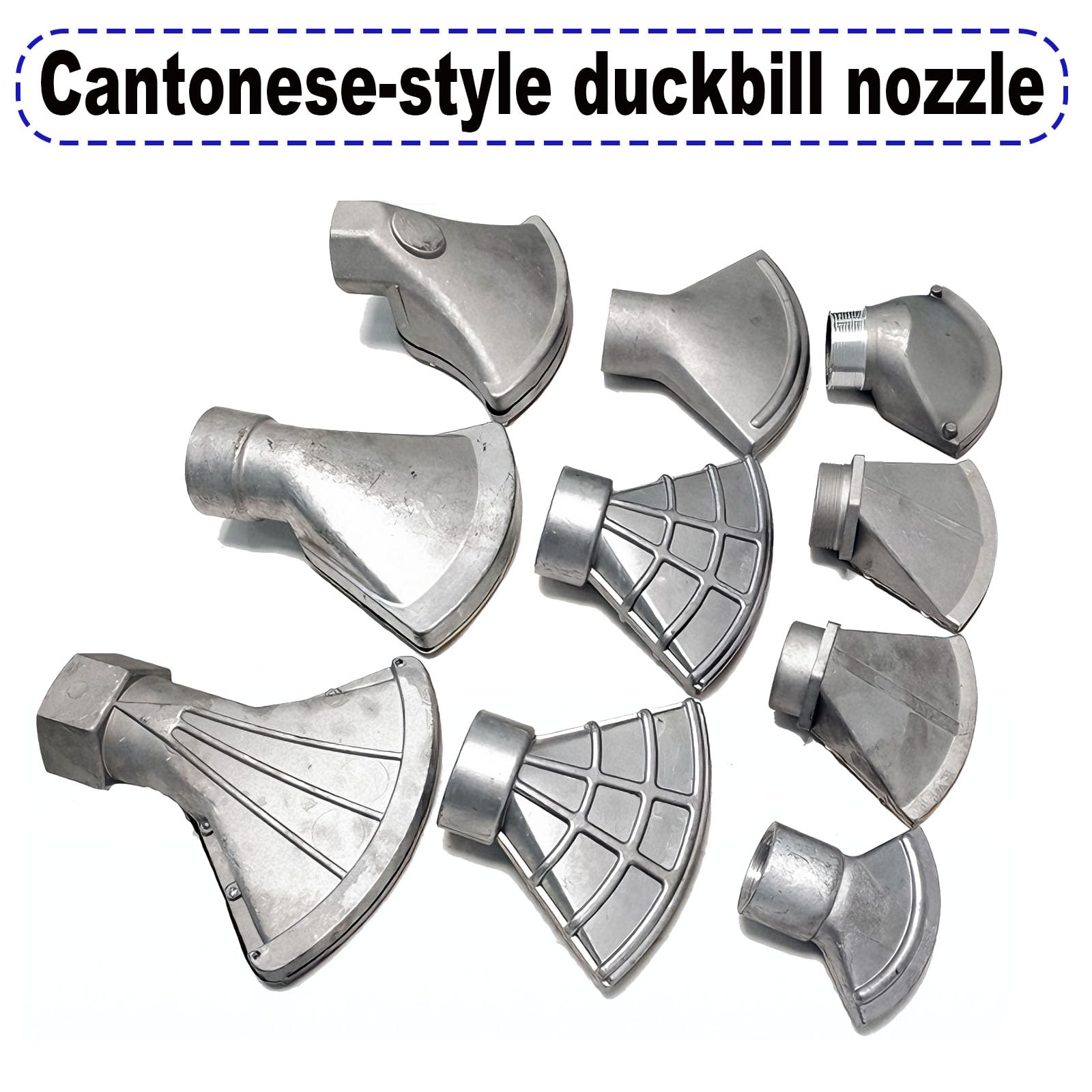 Boquilla de pico pato Cabezal pulverización abanico plano Patrón amplio Resistente a altas temperaturas Metal plateado Se adapta accesorios estándar En aluminum alloy Style Z - 2-inch external thread
