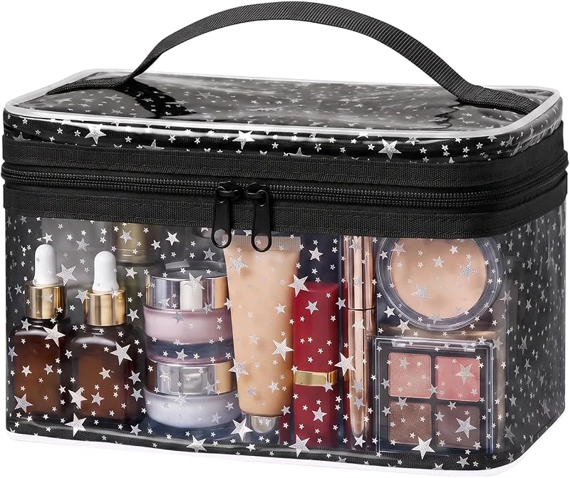 Necessaire de maquiagem transparente Junesters Star, preta