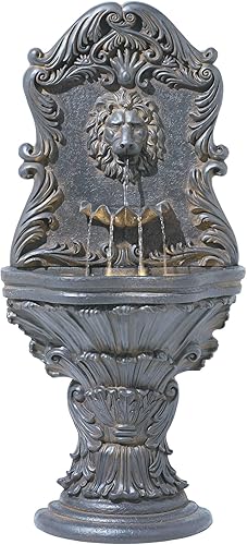 Miniatura 5 de Royal Lion Acanthus - Fuente de suelo de piedra sintética de 50 pulgadas de alto, decoración italiana para interiores y exteriores, con luz LED,