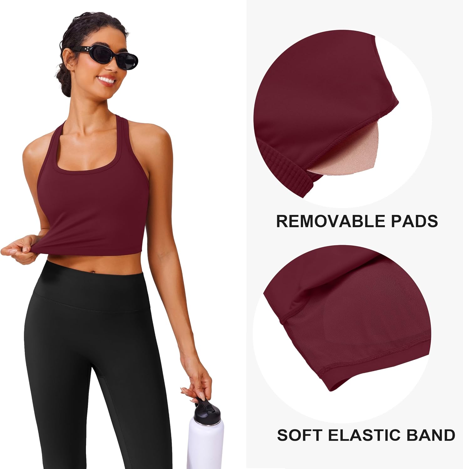  Sports Bra for Women Racerback Tank Tops Light Support Workout Top thumbnail