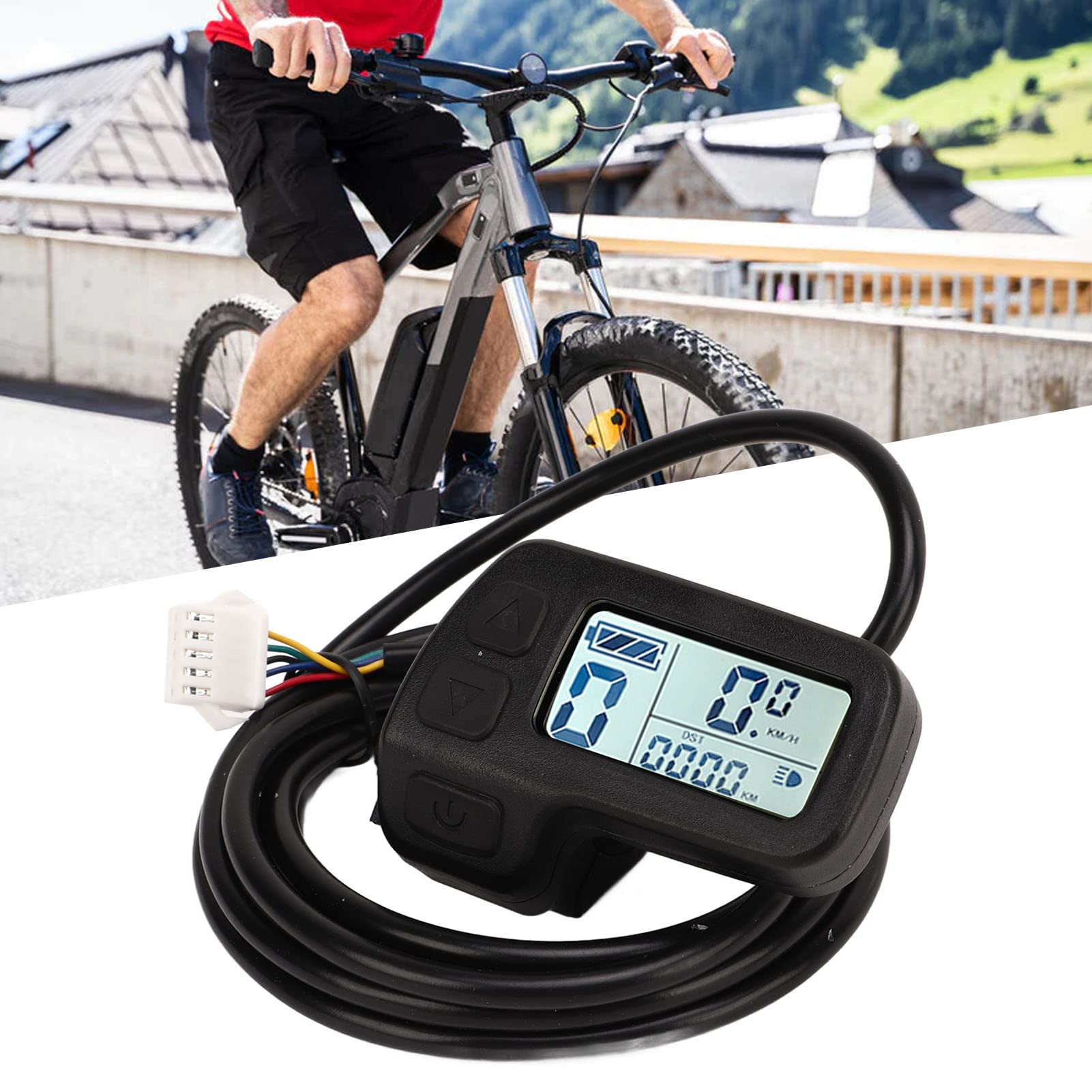 Wyświetlacz roweru elektrycznego SYUULCOI, do uniwersalnego zasilania 24 V 36 V 48 V, miernik kontroli prędkości złącza SM, ekran LCD, wodoodporna konstrukcja, łatwa instalacja,